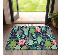 Front Door Mat,Cactus Indoor Outdoor Entrance Tropical Succulent Flowers Welcome Doormats,Non-Slip Low Profile Entryway Mats for Porch Patio 17''x30''