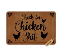 Front Door Mat, Check for Chicken Door Mat, Welcome Mats for Entryway, 24 X 16 Inches, Doormat Entrance, Inside Outside,Rubber Non Slip Backing Funny Doormat Indoor Outdoor Rug