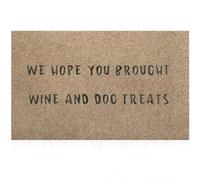 Front Door Mat Funny Welcome Mats We Wope You Brought Wine and Dog Treats Mats Non Slip Durable Inside Outside Entryway Mats Ideal for Home High Traffic Area Durable Resist Dirt Farmhouse Doormat