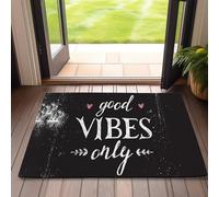 Doormat Good Vibes Only Door Mat,Black Funny Indoor Front Doormats for Home Entrance,Non-Slip Floor Mats for Porch Entryway Outdoor,Easy Clean,17x 30 inch
