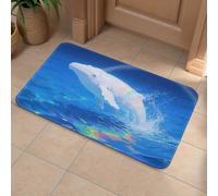 Front Door Mat Heavy Duty Bathroom Rugs Welcome Mat for Outdoor Indoor Albino Humpback Whale Super Absorbent Bath Rugs for Entryway Outside Patio Porch, 60x90cm
