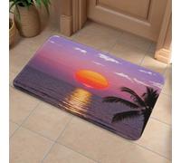 Front Door Mat Heavy Duty Bathroom Rugs Welcome Mat for Outdoor Indoor Beach Sunset Palms Super Absorbent Bath Rugs for Entryway Outside Patio Porch, 40x60cm