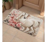 Front Door Mat Heavy Duty Bathroom Rugs Welcome Mat for Outdoor Indoor Horse Image Super Absorbent Bath Rugs for Entryway Outside Patio Porch, 40x60cm