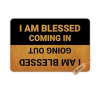 Front Door Mat, I Am Blessed Coming in and Going Out Door Mat, Welcome Mats for Entryway, 24 X 16 Inches, Doormat Entrance, Inside Outside,Rubber Non Slip Backing Funny Doormat Indoor Outdoor Rug