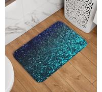 Front Door Mat Indoor Outdoor Entrance Mat 16"x24" Non Slip Welcome Door Mats Washable Floor Mat Teal Glitter Door Rugs for Entryway Super Absorbent Area Rug