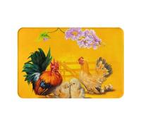 Front Door Mat Indoor Outdoor Outside Entrance - The Chicken Family Rooster Hen and Chicks 16 * 24in Washable Thin Bathroom Rugs Fit Under Door, Kitchen Rugs Mats for Floor, Bath Rugs for Bathroom