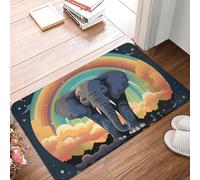 Front Door Mat Indoor Outdoor Welcome Doormats 16"x24" Non-Slip Entryway Mats cute elephant rainbow Entry Rugs Absorbent Resist Dirt Floor Mats for Entrance, Inside, Patio Carpet