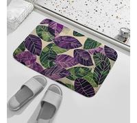 Front Door Mat Indoor Outdoor Welcome Doormats 19.7"x31.5" Non-Slip Entryway Mats Green and Purple Leaves Entry Rugs Absorbent Resist Dirt Floor Mats for Entrance, Inside, Patio Carpet