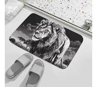 Front Door Mat Indoor Outdoor Welcome Doormats 19.7"x31.5" Non-Slip Entryway Mats Lion Black and White Illustration Entry Rugs Absorbent Resist Dirt Floor Mats for Entrance, Inside, Patio Carpet