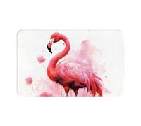 Front Door Mat Indoor Outdoor Welcome Mat, Flamingo Watercolor Doormat Easy Clean Entryway Mats Stain and Fade Resistant Entry Rug Absorbent Flannel Bath Mats 19.5 x 31.5 Inch