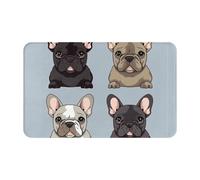 Front Door Mat Indoor Outdoor Welcome Mat, French Bulldog Doormat Easy Clean Entryway Mats Stain and Fade Resistant Entry Rug Absorbent Flannel Bath Mats 19.5 x 31.5 Inch