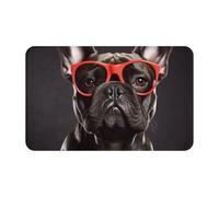 Front Door Mat Indoor Outdoor Welcome Mat, French Bulldog Doormat Easy Clean Entryway Mats Stain and Fade Resistant Entry Rug Absorbent Flannel Bath Mats 19.5 x 31.5 Inch