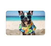 Front Door Mat Indoor Outdoor Welcome Mat, French Bulldog Summer Doormat Easy Clean Entryway Mats Stain and Fade Resistant Entry Rug Absorbent Flannel Bath Mats 19.5 x 31.5 Inch