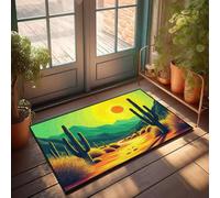 Front Door Mat Outdoor Funny Desert Landscape With Cacti And Vibrant Sunset Doormat Outdoor Bar Accessories Decor Boys Room Decor(40X60CM)