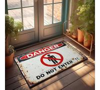 Front Door Mat Outdoor Funny Rusty Warning Sign: Danger - Do Not Enter! Doormat Room Stuff Fall Decor Outdoor(50X80CM)