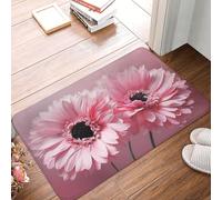 Front Door Mat Outdoor Indoor Welcome Mats 24" x 16" Non Slip Floor Mat Two Pink Floral Doormat for Entryway Rug Front Porch Laundry Bathroom Bedroom Rug Entryway Carpet