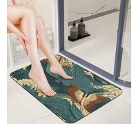 Front Door Mat Outside 16x24 Absorbent Entrance Diatomaceous Earth Bath Mat Non-Slip Rubber Entry Japan Wave Wallpapers Doormat Quick-Dry Welcome Mats 0.15" Slim Area Rug for Bathroom Entryway