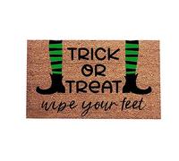 Front Door Mat Outside Halloween Doormat Trick Or Treating Cute Halloween Wipe Your Feet Witch House Decoration Welcome Mat Welcome Witch To Party Night Livingroom Rugs (Khaki, One Size)