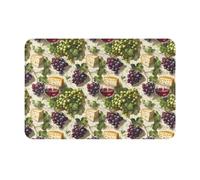 Front Door Mat Outside Indoor Outdoor Entrance - Grape and Cheese Print Kitchen Rugs Mats for Floor, Washable Thin Bathroom Rugs Fit Under Door, Bath Mat for Bathroom 16 * 24in