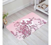 Front Door Mats Outdoor Indoor Kitchen Mat Pink Cherry Blossoms Floral Pattern Entrance Doormat Non-Slip Floor Mats For Bathroom Rugs Porch Home 40x60cm