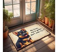 Front Door Mats Outdoor Large Adorable Dog Warning: Keep Out Of My House And Garden! Doormat Patio Decor Outdoor Mats For Home Entrance(65X90CM)