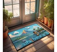Front Door Mats Outdoor Large Dolphin Dreams: Tropical Paradise With Mountain View Doormat Patio Decor Outdoor Mats For Home Entrance(50X80CM)