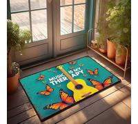 Front Door Mats Outdoor Large Music Therapy: A Symphony Of Guitars And Butterflies Doormat Patio Decor Outdoor Mats For Home Entrance(50X80CM)