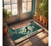 Front Door Mats Outdoor Large Run Fast: A Tropical Warning Sign With Silhouette Of Person Doormat Patio Decor Outdoor Mats For Home Entrance(40X60CM)
