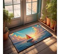 Front Door Mats Outdoor Large Sailing Serenity: A Sunset Journey On Calm Waters Doormat Patio Decor Outdoor Mats For Home Entrance(50X80CM)