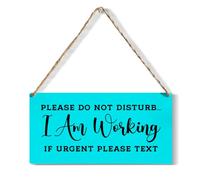 Front Door Please Do Not Disturb Sign, I Am Working f Urgent Please Text Signs, Wall Art Wooden Hanging Plaque 12 x 6 Inch, For Front Door Home Porch Entrance Decoration