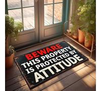 Front Door Rug Outdoor Beware: Property Protected By Attitude Doormat Fall Door Mat Outdoor Fall Rugs For Front Door(40X60CM)