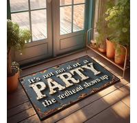 Front Door Rug Outdoor Rustic Sign: 'It'S Not Ol' Til A Party The Redhead Shows Up' Doormat Fall Door Mat Outdoor Fall Rugs For Front Door(40X60CM)