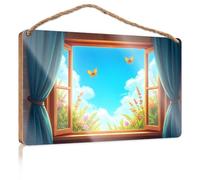 Front Door Sign Plaque Butterflies Flutter, Flowers Bloom, Sky So Blue Door Decor Home Decor Ideas Kitchen(23X35CM)