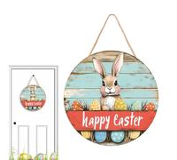 Front Door Sign - Rabbit Hanging Decor Happy Easter Sign | Wooden Easter Bunny Welcome Door Pendant for Porch Yard Home Entrance Holiday Decoration