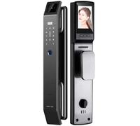 Front Door Smart Lock with Camera and Indoor Screen - Fingerprint Door Lock for Video Doorbell, Fingerprint, APP, Passcodes, IC Card, No Key, Rechargeable Battery for Hotel, Office, Home