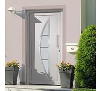 Front Door White 88 x 200 cm, PVC Frame, 24 mm Filling, 5-Point Locking, 3D Hinges, Insulated Glazing, Complete Kit for Safe Entrance Area