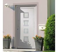 Front Door White 98 x 190 cm, PVC Frame, 24 mm Filling, 5-Point Locking, 3D Hinges, Insulated Glazing, Complete Set with Handles, Cylinder, Keys, Seal, Mounting Set, Left Opening
