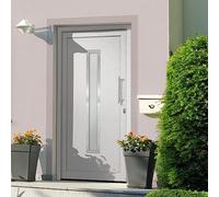 Front Door White 98 x 190 cm with 5-Point Mushroom Locking, PVC Door Frame, Aluminium Threshold, 3D Adjustable Hinges, Insulated Glazing, Stainless Steel Handle and Mounting Kit for Entrance, New
