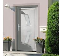 Front Door, White, 98 x 208 cm, PVC, Aluminium Threshold, 5-Point Locking, Left Opening, 70 mm Profile, Insulated Glazed, UD 1.4 W/m²K, Complete Set for Secure Entrance