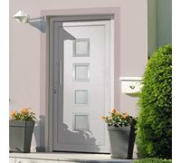 Front Door, White, 98 x 208 cm, PVC Door Frame with 5-Point Mushroom Lock and Insulated Glazing, Aluminium Threshold, 3D Hinges, Complete Set for Apartment Entrance Door and Exterior Door
