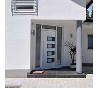 Front Door White Aluminium and PVC 110 x 210 cm with 5-Way Security Lock, Insulated Glazing, Adjustable Hinges, Powder-Coated Aluminium Sheet, for Apartment Entrance and Exterior Door