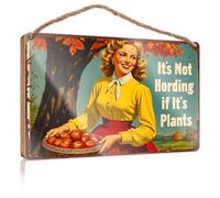 Front Door Wooden Sign It's Not Hording If Plants Spring Door Decorations Wood Bathroom Decor(15X28CM)