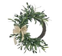 Front Door Wreath - 45cm Artificial Greenery | Olive Leaf WreathS ForS FrontS Doors All Seasons With Bows, UV Resistants Farmhouse Garland For Porch & Wall Decor, 1-Pack,