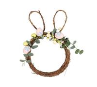 Front Door Wreath Decoration | Artificial Rabbit Shape - Easter Country Decor - Spring Decoration with Eggs for Outdoor Indoor Wall Window Party