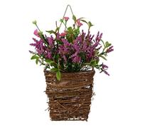 Front Door Wreath Spring Summer Wreath Yellow Artificial Flower Basket Front Door Decoration Hanging Home Porch Decor(Deep pruple)