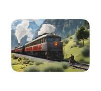Front Doormats/Steam Locomotive Train/Hem Mat 15.7x23.6in - Soft, Washable, Anti-Slip Door Mat Floor Mat, Rubber Backed Front Door Rug for Entryway, for Bathroom, Kitchen, and Bedroom