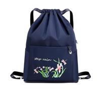 Front Drawstring Daypack with Zip Pocket, Casual Backpack for Commute, Campus and Light Daily Carry Use Embroidered Daypack Floral Front Pocket Campus Carry Commute Bag Casual Drawcord Backpack Daily