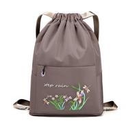 Front Drawstring Daypack with Zip Pocket, Casual Backpack for Commute, Campus and Light Daily Carry Use Embroidered Daypack Floral Front Pocket Campus Carry Commute Bag Casual Drawcord Backpack Daily