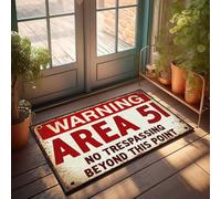 Front Entrance Decor Area 51 Warning Sign: No Trespassing Beyond This Point Doormat Home Goods Country Decorations For Home(50X80CM)