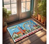 Front Entrance Decor Chicago World'S Fair: A Vibrant Miniature Scene Doormat Men Cave Decor Mats For Sleeping On The Floor(65X90CM)
